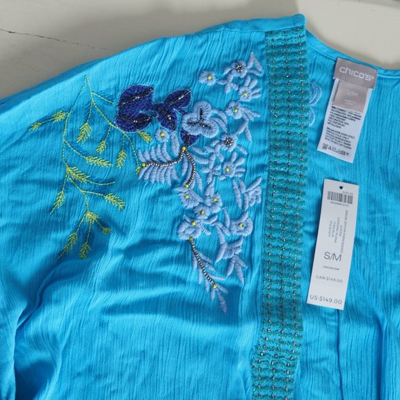 NWT Chico's Embroidered Duster Ruana - Picture 11 of 16